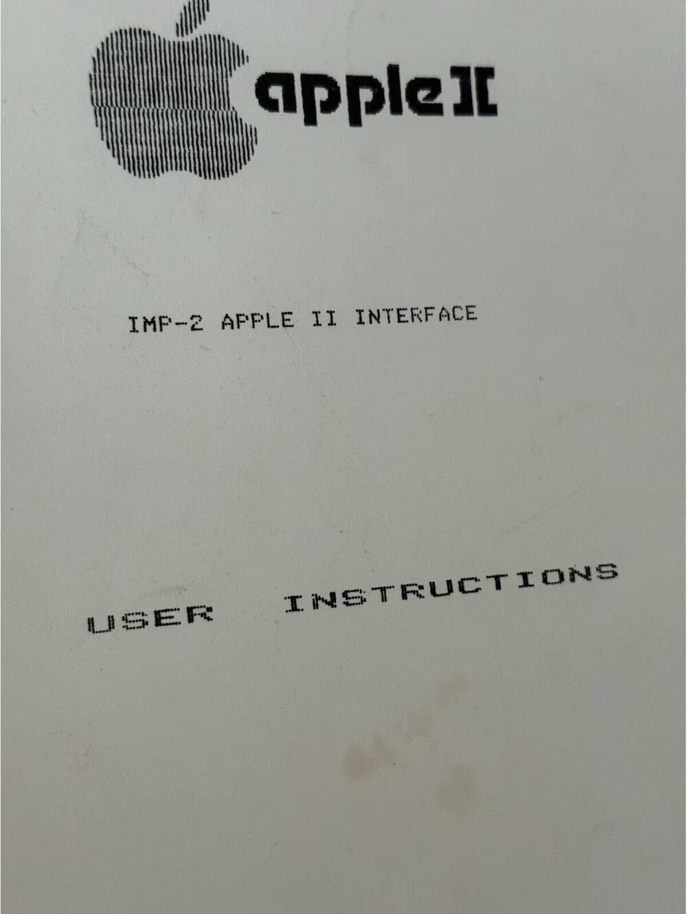 Apple II Interface  User Instructions , Vintage